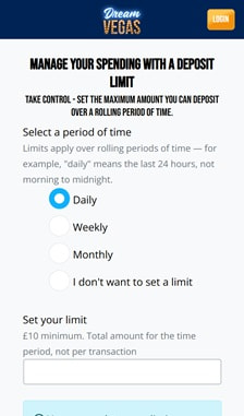 Dream Vegas Registration Step 3