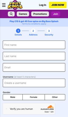 FruitKings Registration Step 2