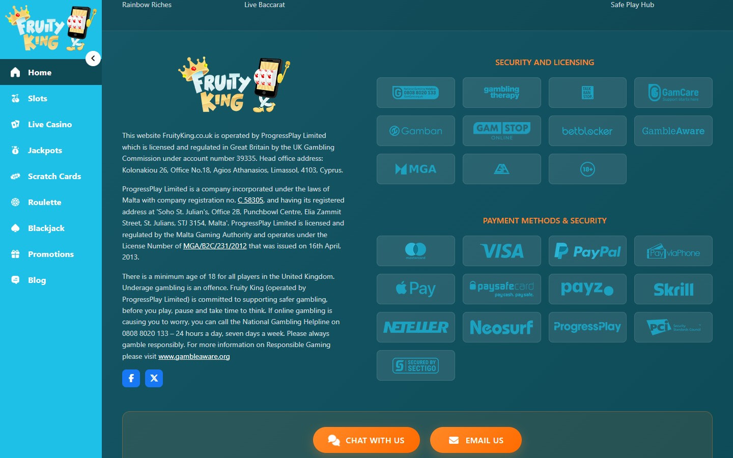 Fruity King Main Page