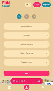 Fun Casino Registration Step 1