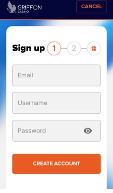 Griffon Casino Registration Step 1