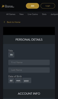 Hippodrome Registration Step 2