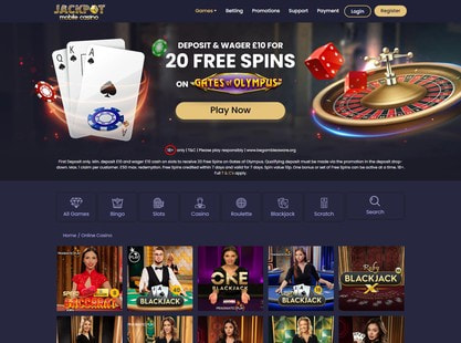 Jackpot Mobile Desktop View