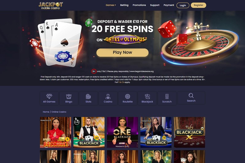 Jackpot Mobile Homepage