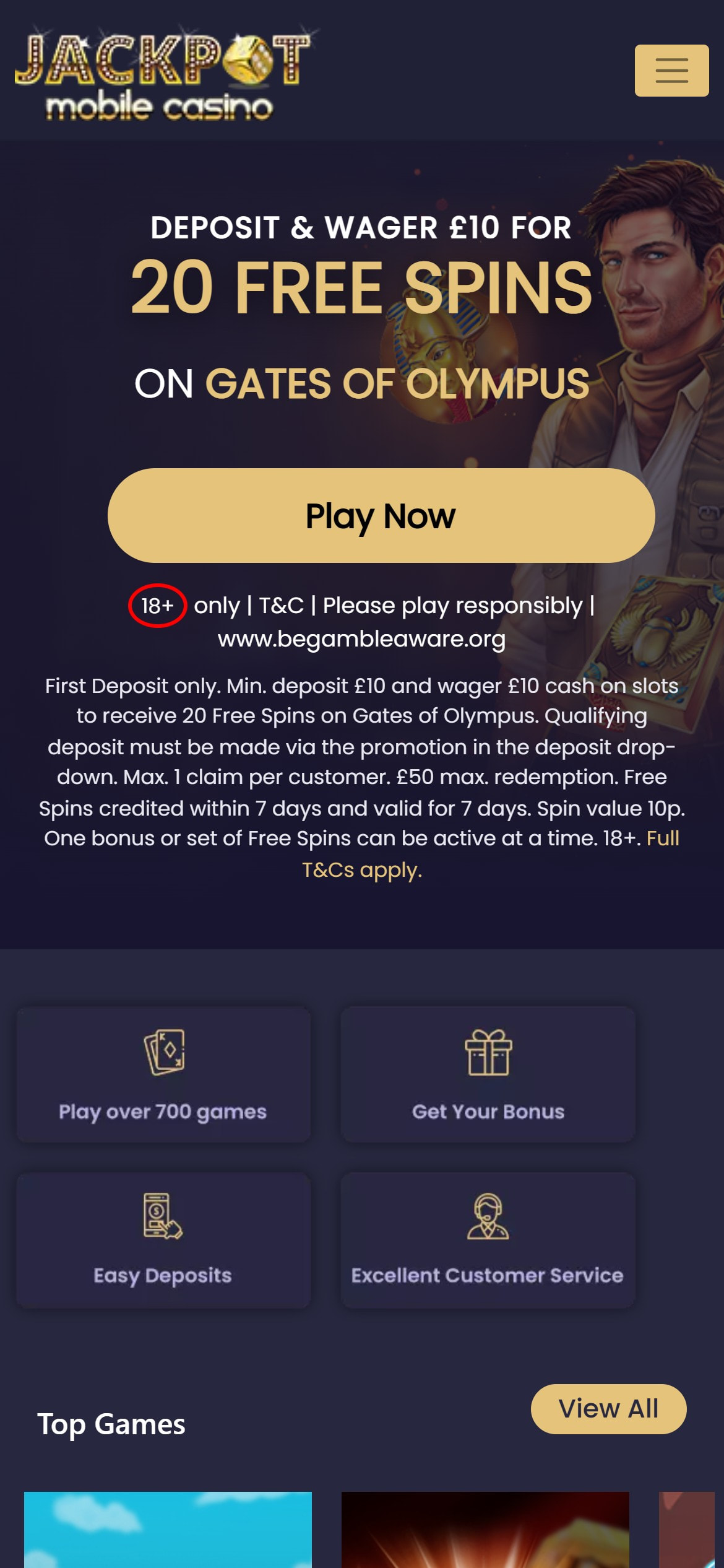 Jackpot Mobile Registration Step 1