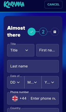 Karamba Registration Step 2