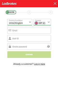 Ladbrokes Registration Step 1