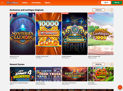 LeoVegas Desktop View