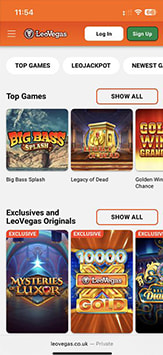 LeoVegas Mobile View
