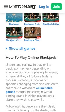 Lottomart Blackjack Overview