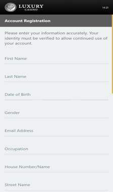 Luxury Casino Registration Step 2