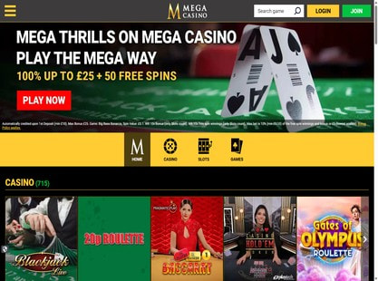 Mega Casino Desktop View