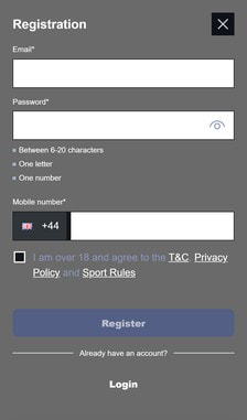 Mobile Wins Registration Step 2