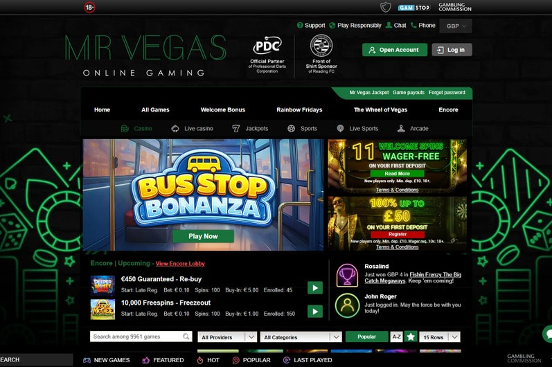 Mr Vegas Homepage