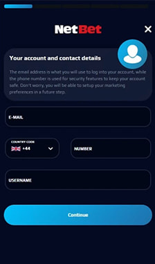 NetBet Registration Step 1