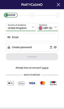 PartyCasino Registration Step 2