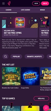 Pink Casino Mobile View