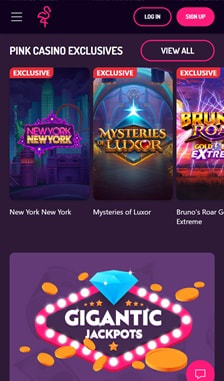 Pink Casino User Experience on Site