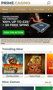 Prime Casino User Experience on Site
