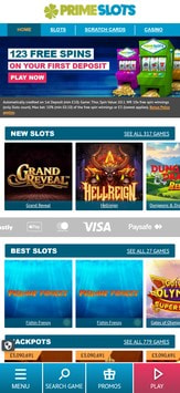 Prime Slots Mobile View
