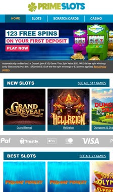 Prime Slots Registration Step 1
