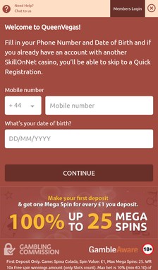 Queen Vegas Registration Step 2
