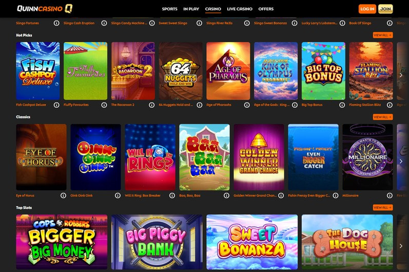 QuinnBet Main Page