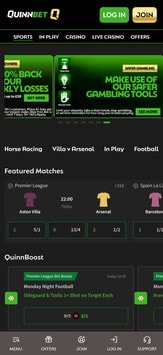 QuinnBet Mobile View