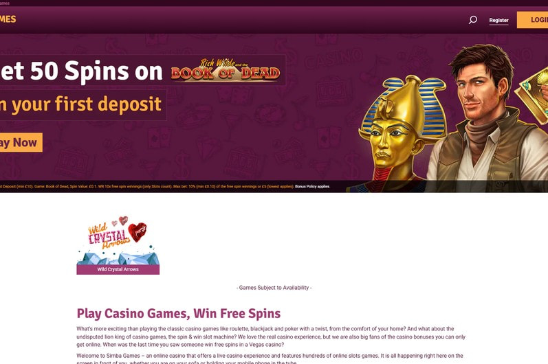 Simba Games Homepage