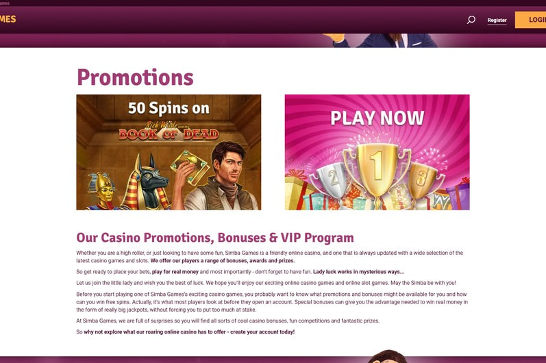 Simba Games Main Page