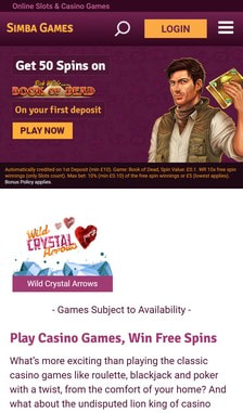 Simba Games User Experience on Site