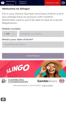Slingo Registration Step 2