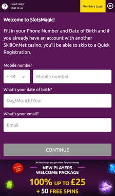 SlotsMagic Registration Step 2