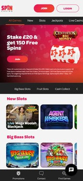 Spin Casino Mobile View
