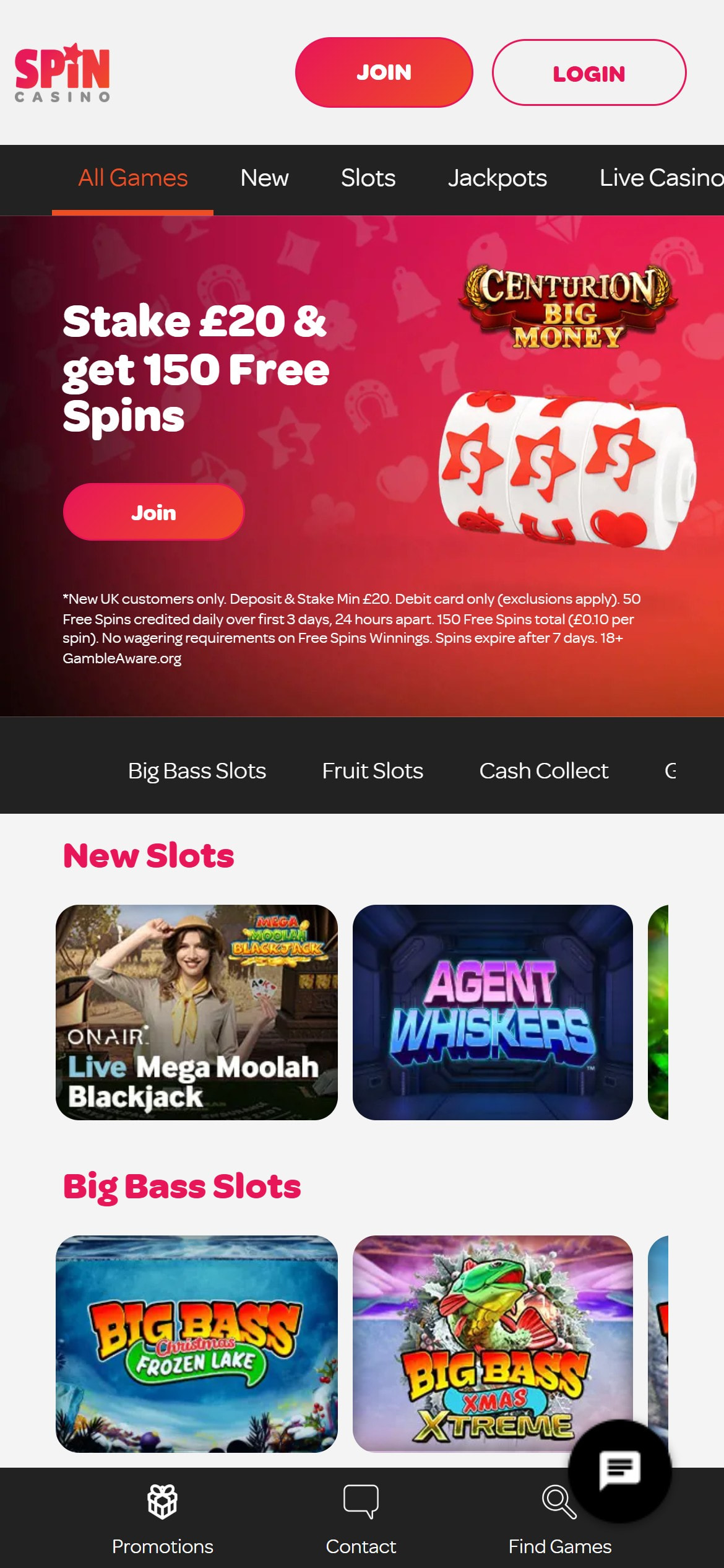 Spin Casino Registration Step 1