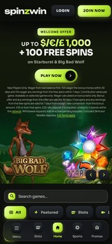 SpinzWin Mobile View