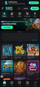 Swift Casino Mobile View