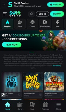Swift Casino Registration Step 1