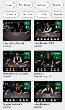 Unibet Blackjack Overview