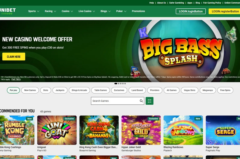Unibet Homepage