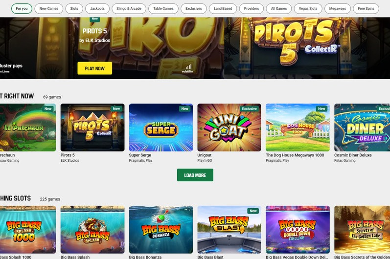 Unibet Main Page
