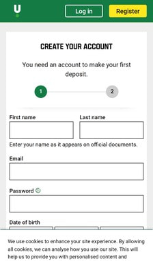 Unibet Registration Step 2