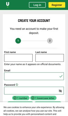 Unibet Registration Step 3