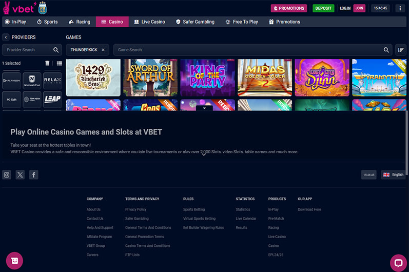 VBet Main Page