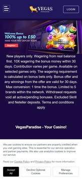 Vegas Paradise Mobile View