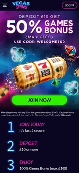 Vegas Spins Casino Mobile View