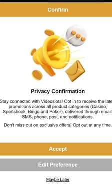 Videoslots Registration Step 2