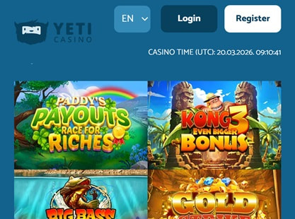 Yeti Casino Desktop View