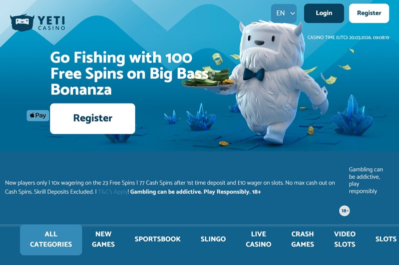 Yeti Casino Homepage