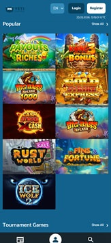 Yeti Casino Mobile View